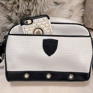 Liz Claiborne Vintage 80s White & Navy Blue  Small Crossbody Bag Purse